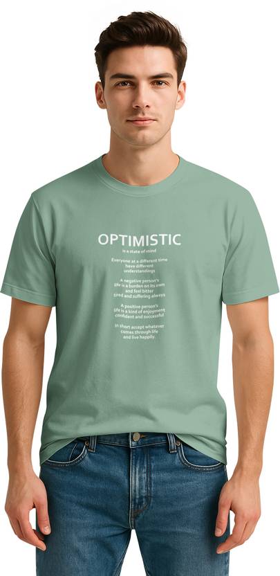 Bullmer Men Graphic Print Round Neck Cotton Blend Light Green T-Shirt