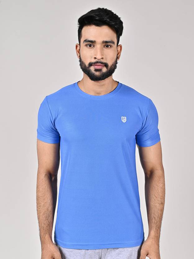 GAME BEGINS Men Printed Round Neck Polyester Blue T-Shirt