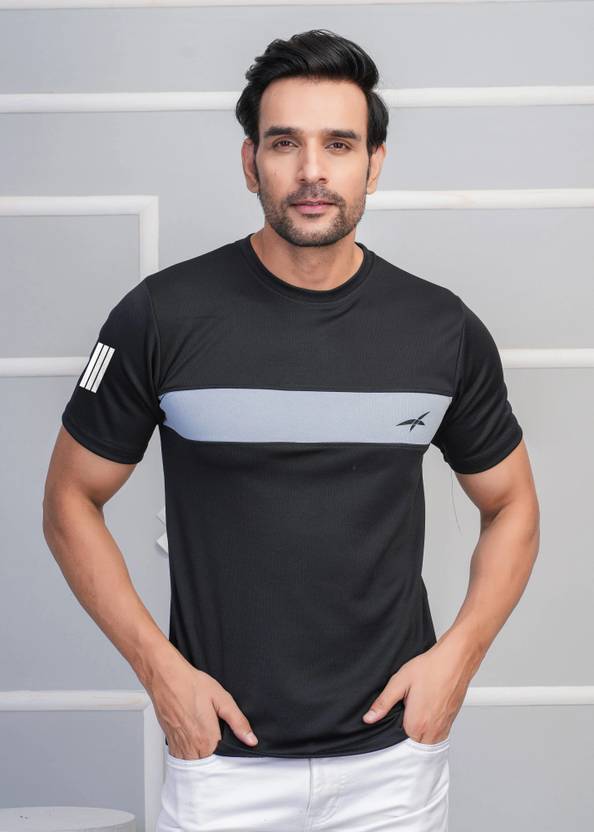 NOT9 Solid Men Round Neck Black T-Shirt