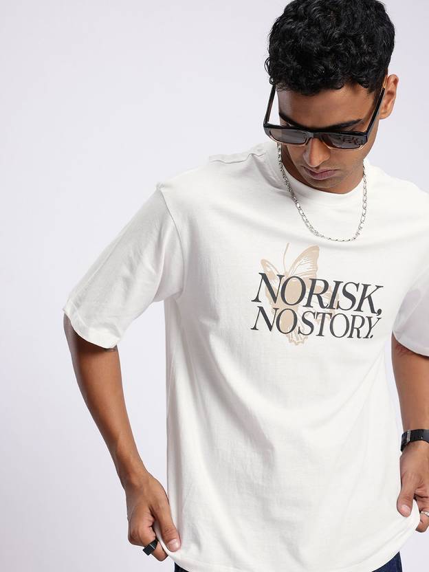 Glitchez Printed Men Round Neck White T-Shirt