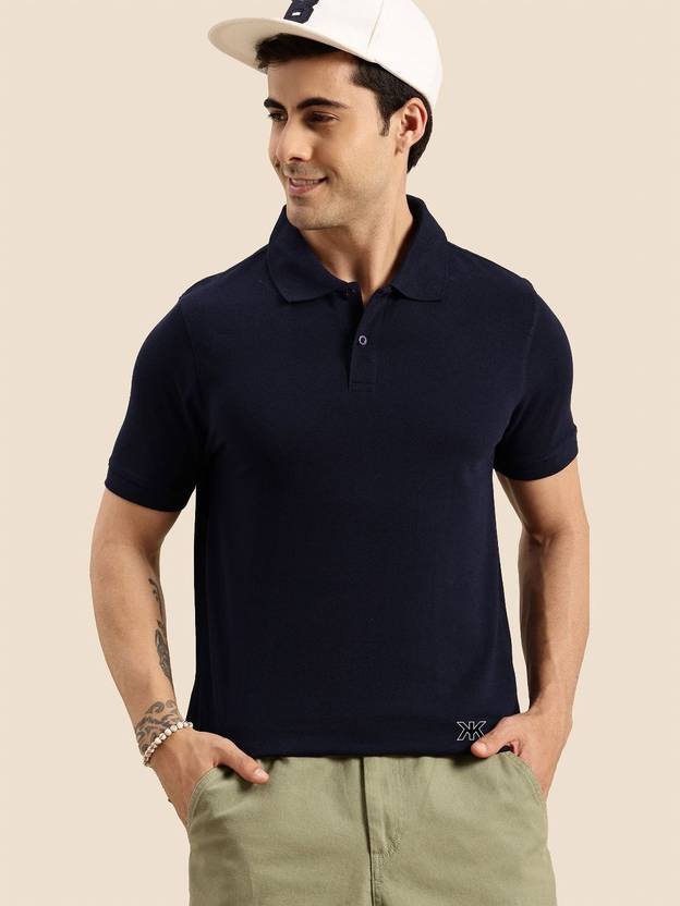 Kook N Keech Solid Men Polo Neck Black T-Shirt