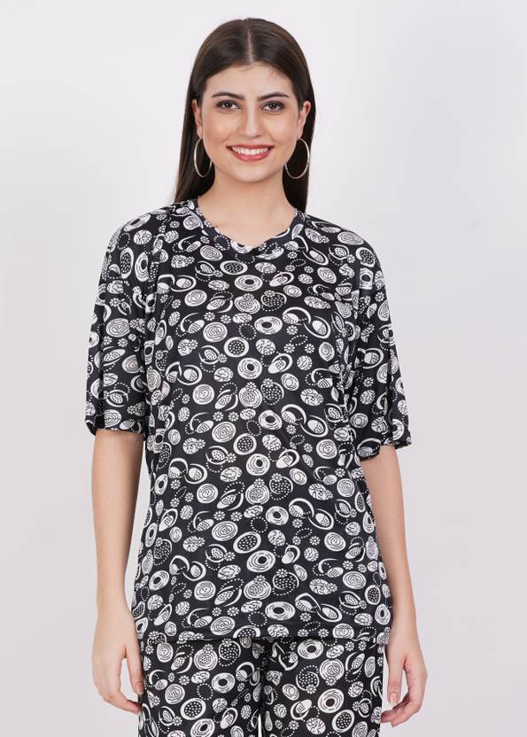 Aileyis Printed Women Round Neck Multicolor T-Shirt