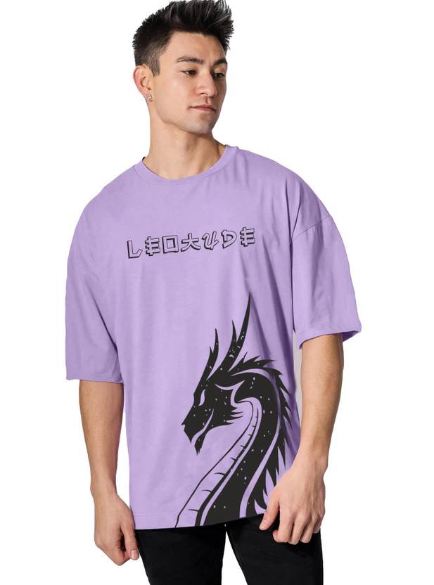 Leotude Printed Men Round Neck Purple T-Shirt