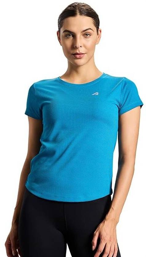 BOLDFIT Solid Women Round Neck Blue T-Shirt