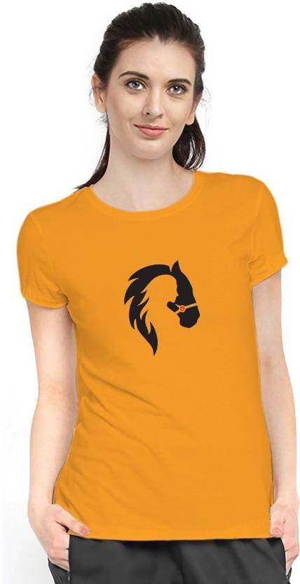 Stylimo Printed Women Round Neck Yellow T-Shirt