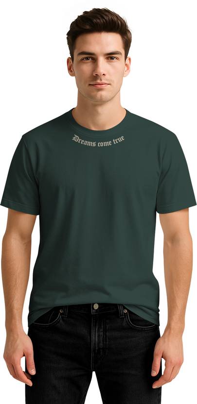Bullmer Men Graphic Print Round Neck Cotton Blend Green T-Shirt