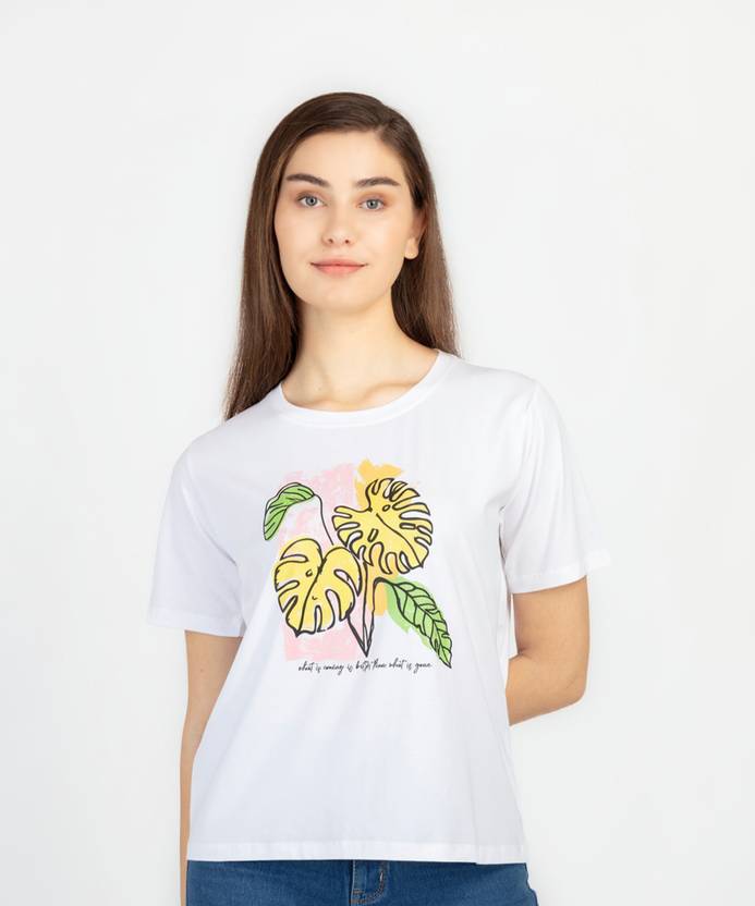 Status Quo Printed, Typography Women Round Neck White T-Shirt