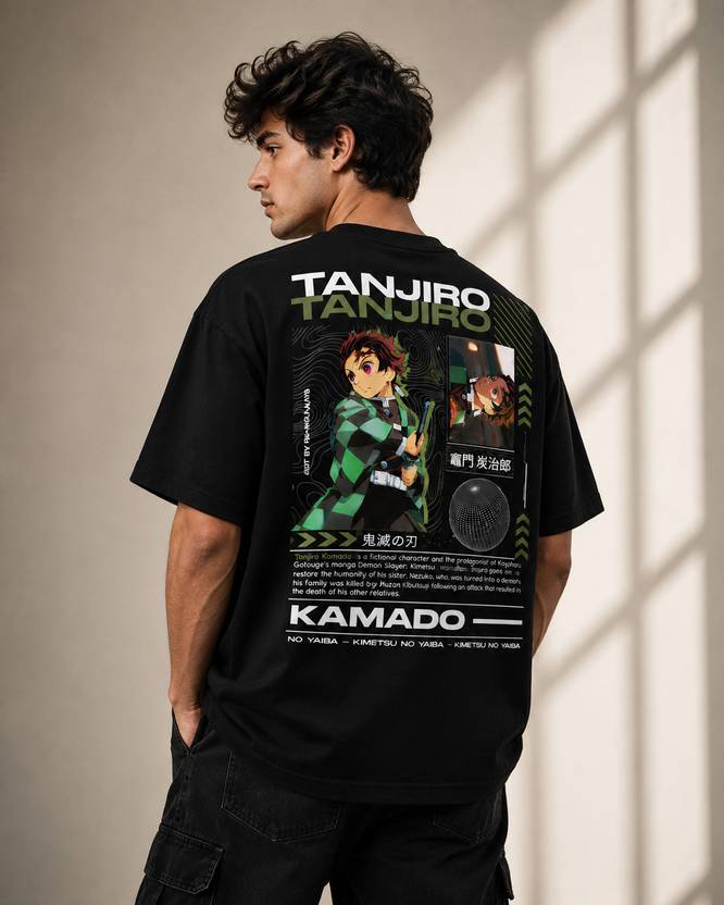 TeeVybe Men Printed Round Neck Cotton Blend Black T-Shirt