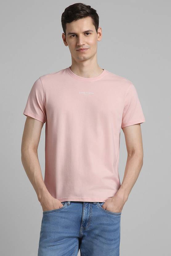 Simon Carter London Men Graphic Print Crew Neck Cotton Blend Pink T-Shirt