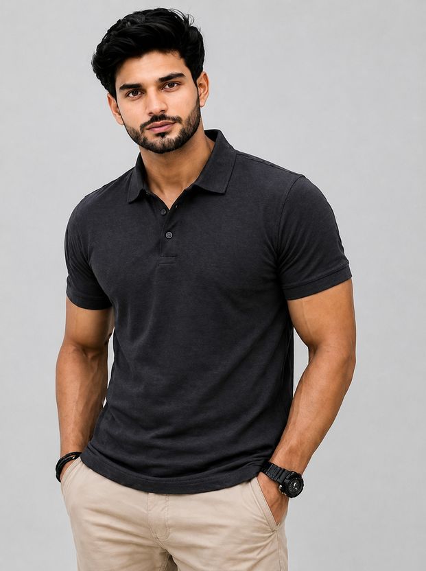 sports mtex Solid Men Polo Neck Brown T-Shirt - Image 7