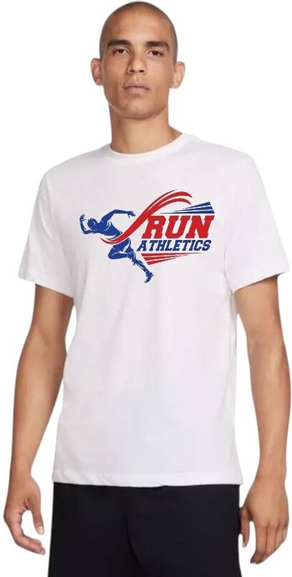 Attirea Men Printed Round Neck Polyester White T-Shirt