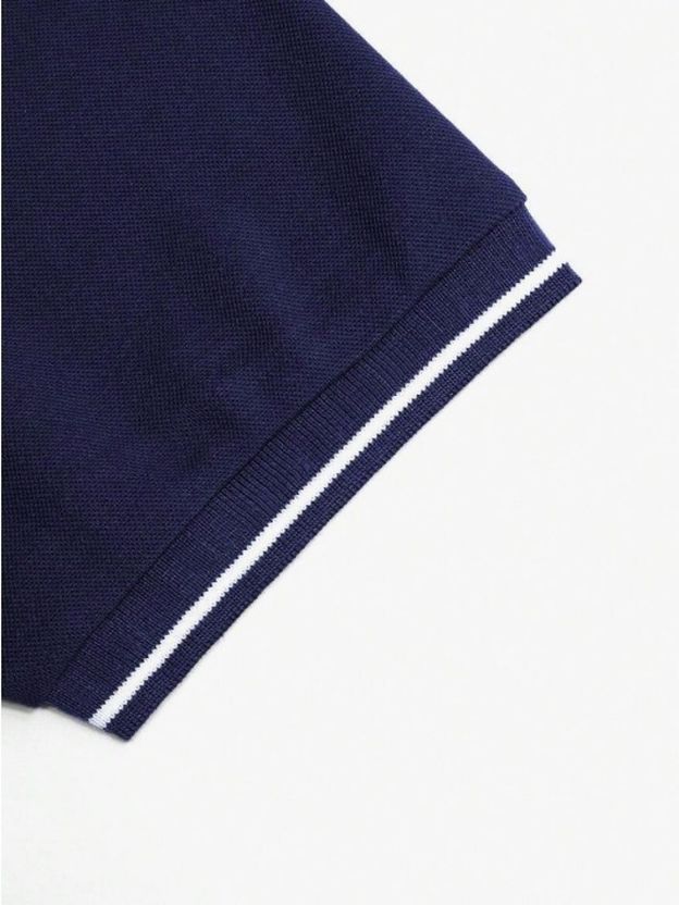 AACHIPAN Men Dark Blue Polo Neck T-Shirt - Image 3