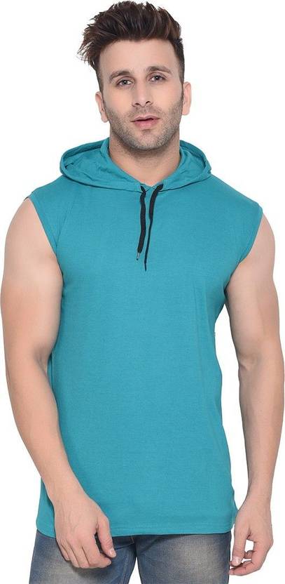 Money Leaf Faizan Men Graphic Print Hooded Neck Cotton Blend Light Green T-Shirt