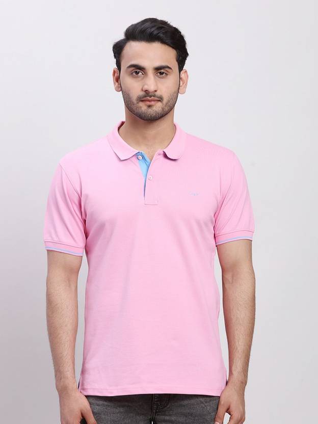 COLORPLUS Solid Men Polo Neck Pink T-Shirt