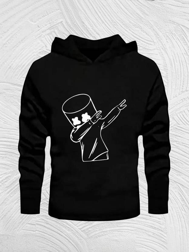 Menkovy Graphic Print Men Hooded Neck Black T-Shirt