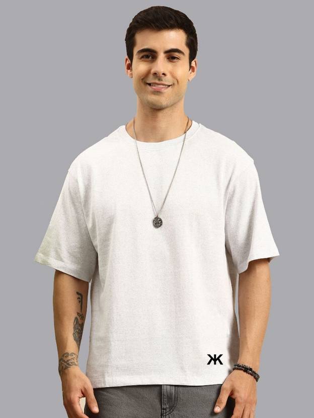 Kook N Keech Men Solid Round Neck Cotton Blend White T-Shirt