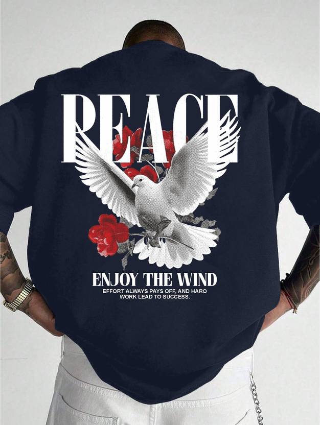 Smosh Men Printed Round Neck Cotton Blend Navy Blue T-Shirt