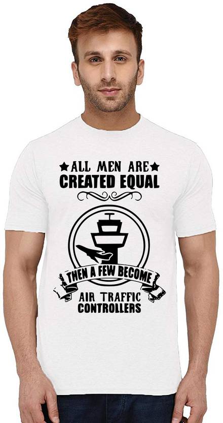 Aseria Men Printed Round Neck Cotton Blend White T-Shirt