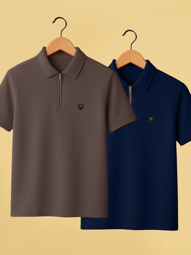 Yazole Men Polo Neck Brown T-Shirt - Image 9