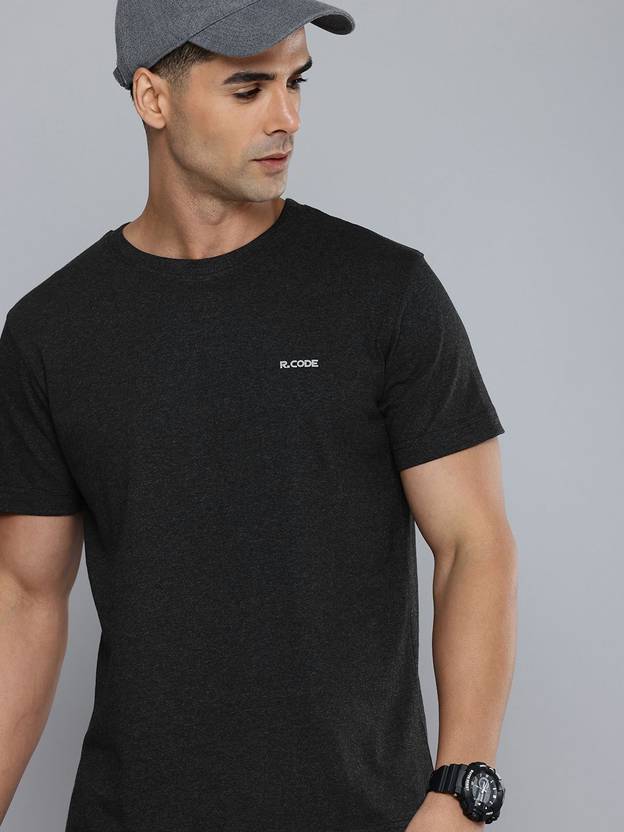 R.Code by The Roadster Life Co. Solid Men Round Neck Black T-Shirt