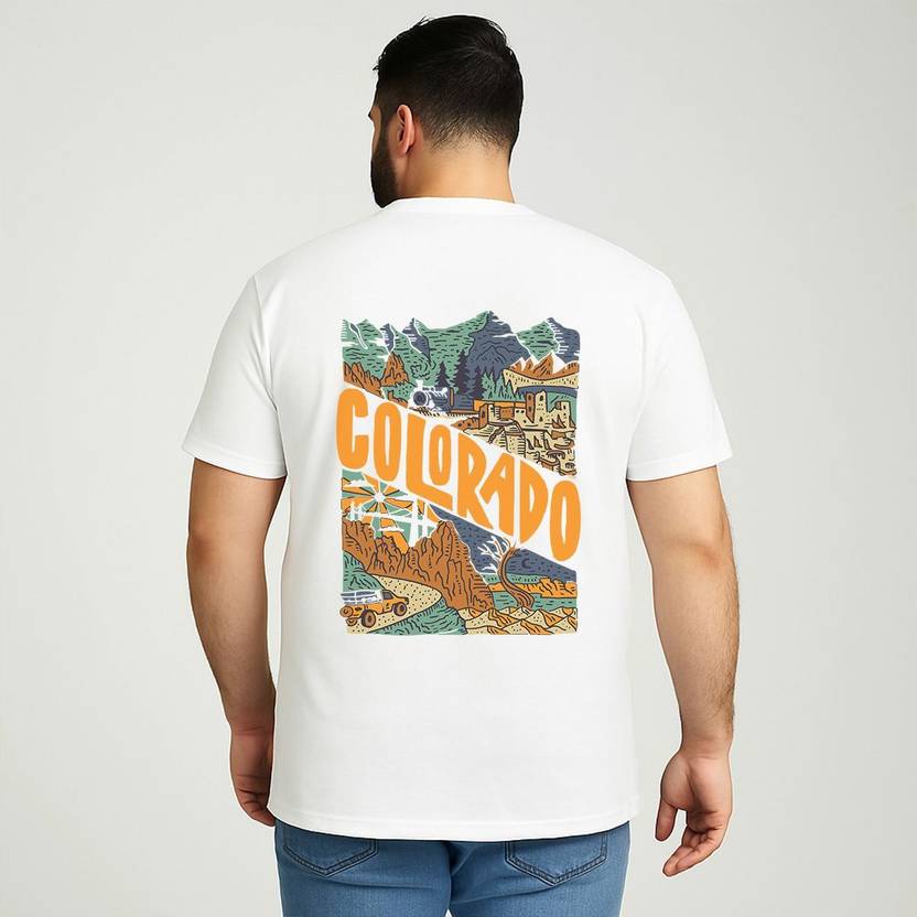 Toodleplus Men Plus Size Printed T-Shirt Cotton Round Neck Half Sleeve Regular Fit Men Printed Round Neck Pure Cotton White T-Shirt