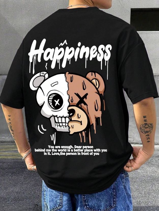 Fabfashion Men Black Cotton Blend T-Shirt - Image 1