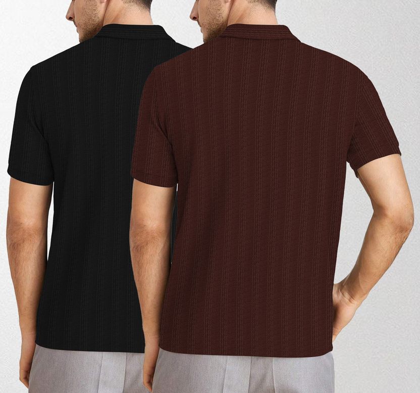 KAJARU Men's 2-Pack Zip Neck Polyester T-Shirts Pack of 2 - Image 2