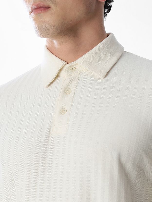 JACK & JONES Men White Cotton Blend Polo Neck T-Shirt - Image 5