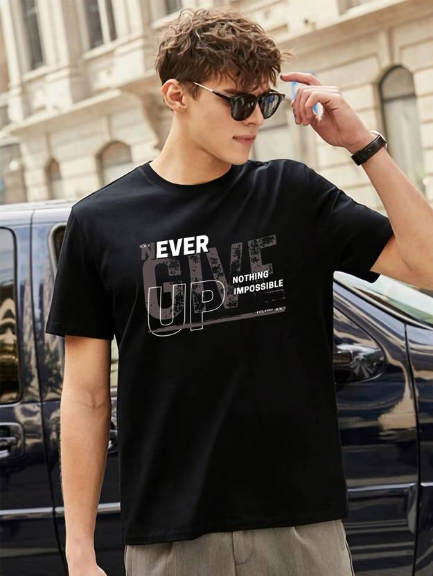 JUARI BE A GENTLEMAN Printed Men Round Neck Black T-Shirt