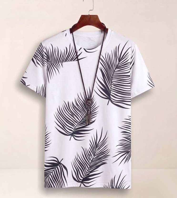 TIGERSNAKE Men Printed Round Neck Polycotton White T-Shirt