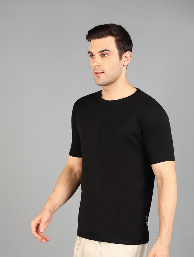 KAEZRI Men Black Cotton T-Shirt - Image 3