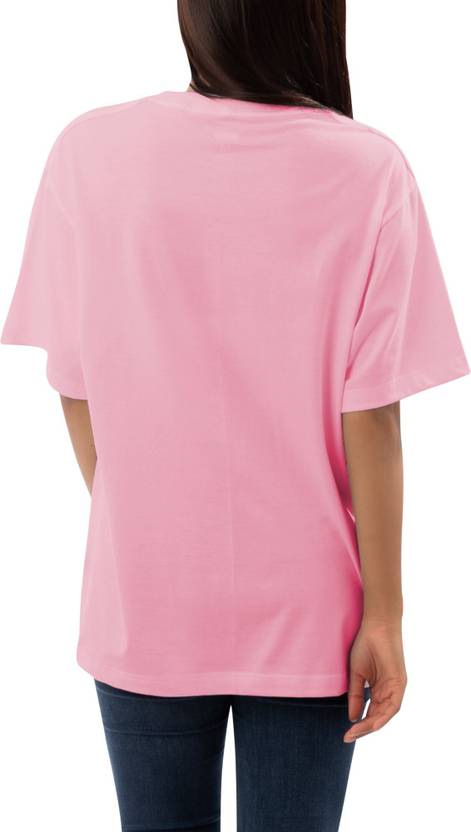Ashkart Women Solid Round Neck Polycotton Pink T-Shirt