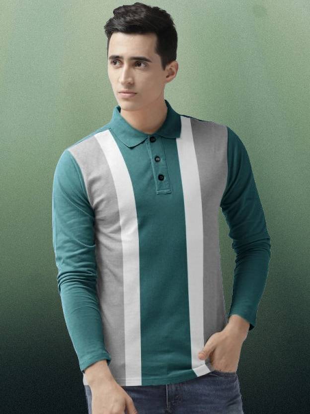 GARBLY Men Self Design Polo Neck Cotton Blend Light Green T-Shirt