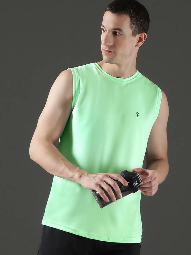 EPPE Solid Men Round Neck Light Green T-Shirt