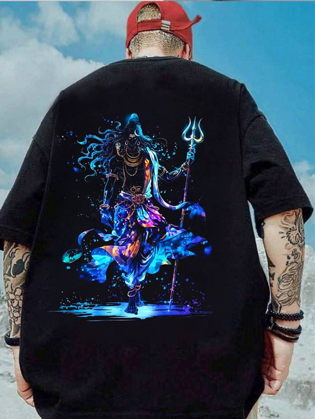 5IND FIT Men Printed Round Neck Pure Cotton Black T-Shirt