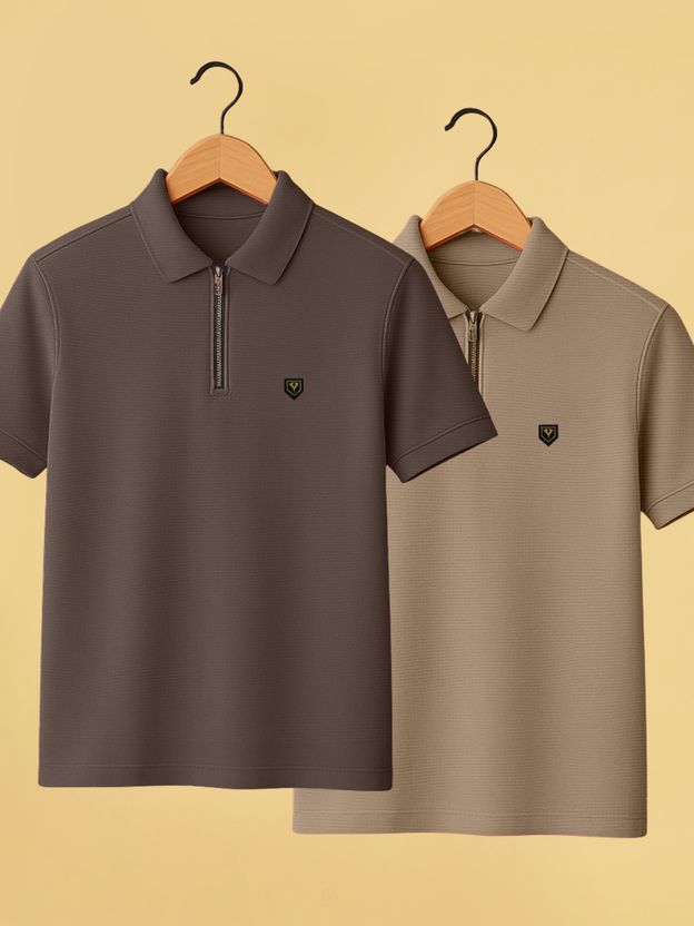 Yazole Men Polo Neck Brown T-Shirt - Image 1
