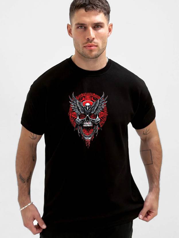 JUARI BE A GENTLEMAN Men Printed Round Neck Pure Cotton Black T-Shirt