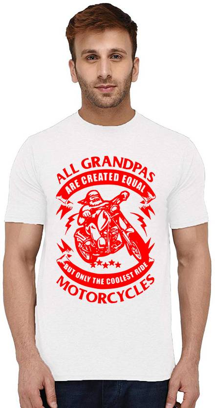 Aseria Men Printed Round Neck Cotton Blend White T-Shirt