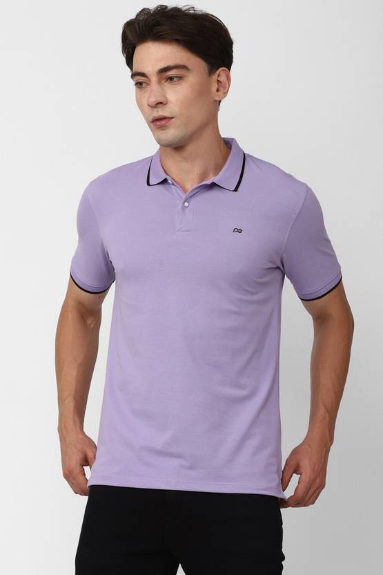 PETER ENGLAND Men Solid Polo Neck Polycotton Purple T-Shirt