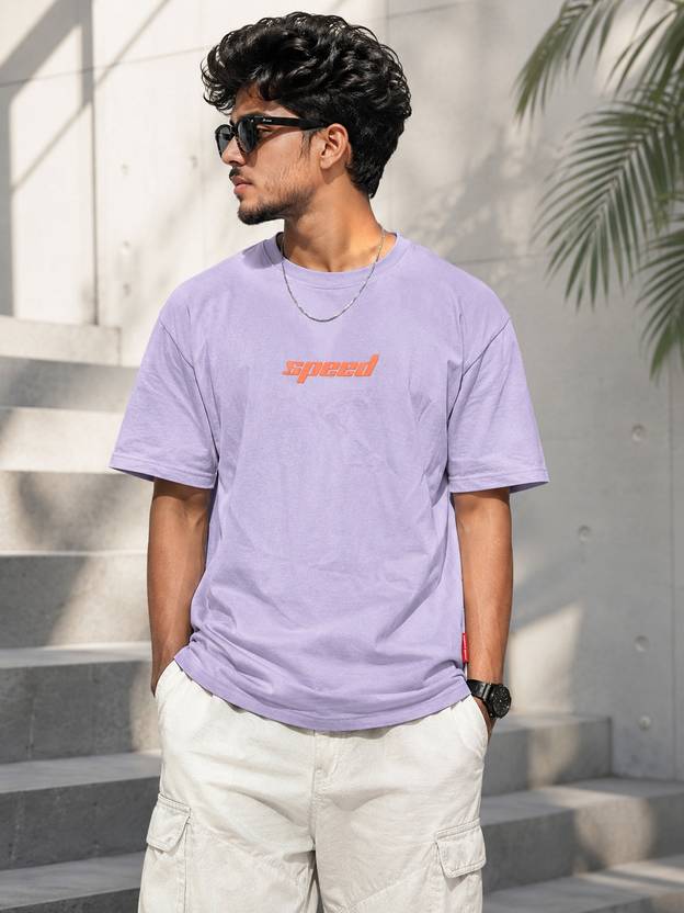 Boldfit menswear Printed Men Round Neck Purple T-Shirt