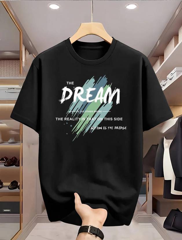 Hustle Tees Men Printed Round Neck Cotton Blend Black T-Shirt