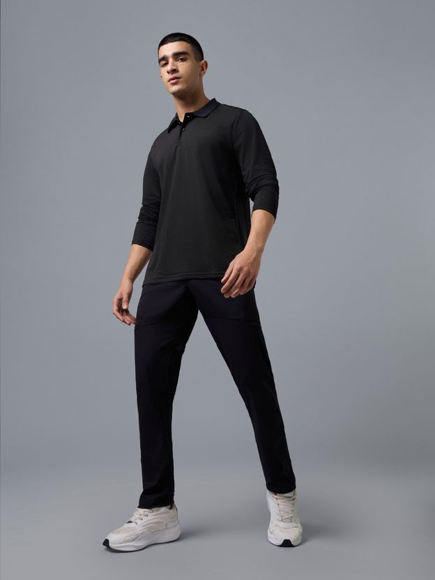 TECHNOSPORT Men Black Polyester Polo Neck T-Shirt - Image 6