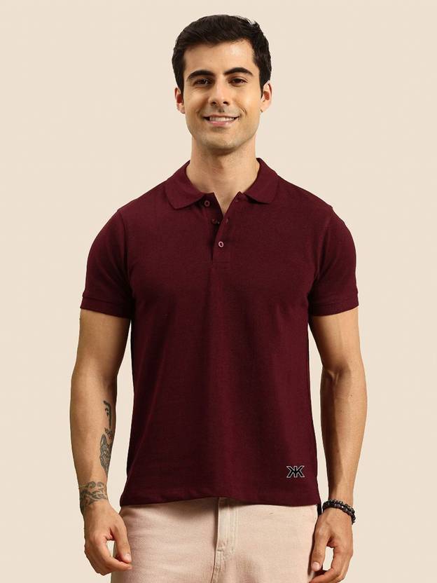 Kook N Keech Solid Men Polo Neck Green T-Shirt