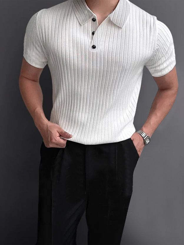 sti Men White Pure Cotton Polo Neck T-Shirt - Image 10