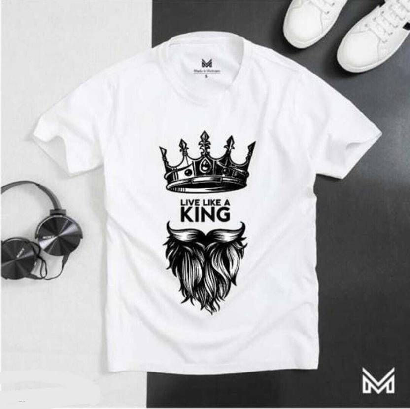 NEW FASHION HR Men Printed, Typography Round Neck Cotton Blend White T-Shirt