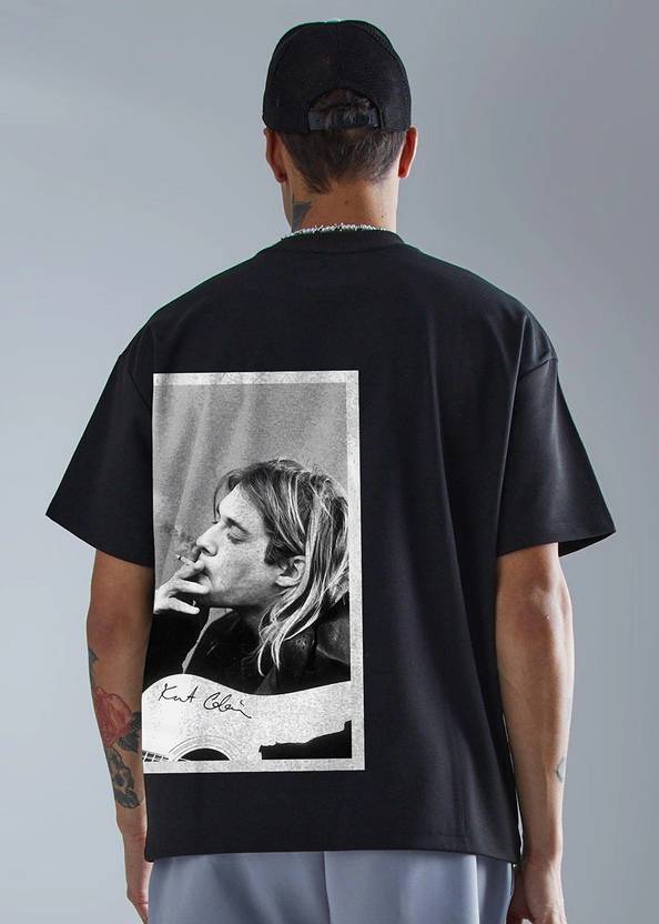 Pronk Men Printed Round Neck Pure Cotton Black T-Shirt