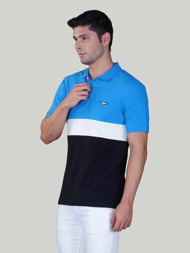 Zvezda Men Colorblock Polo Neck Pure Cotton Multicolor T-Shirt