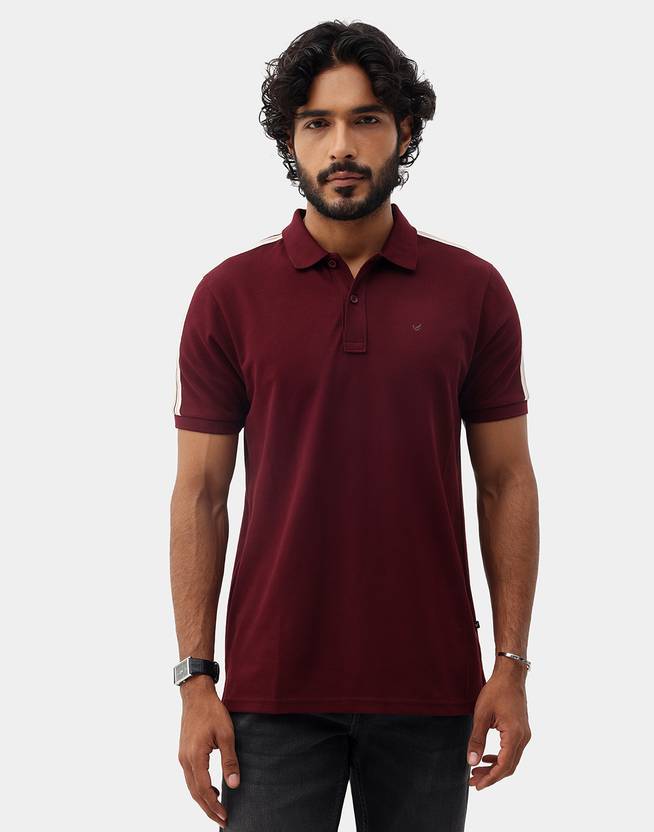 Blackberrys Solid Men Polo Neck Maroon T-Shirt