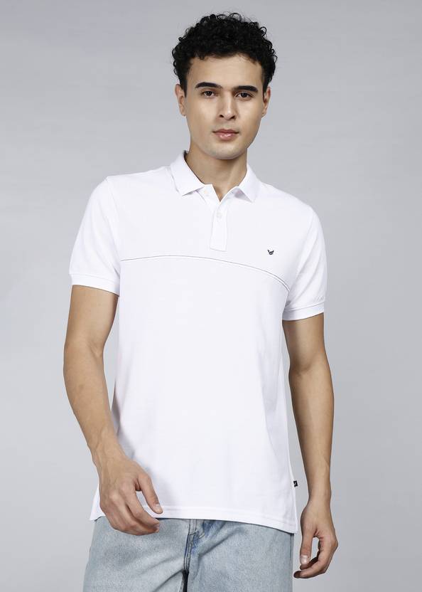Blackberrys Solid Men Polo Neck White T-Shirt