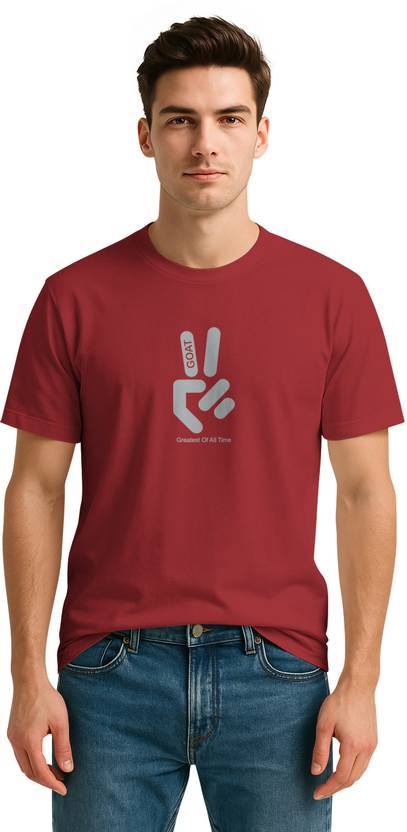 Bullmer Men Graphic Print Round Neck Cotton Blend Maroon T-Shirt